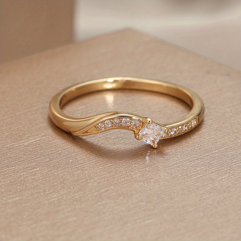 3pcs CZ Ring Set Shining Wedding Jewelry KC Golden Plated